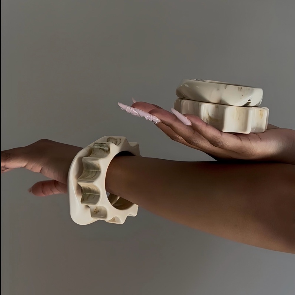 Chunky Cream and Brown Bangles